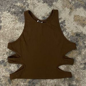SHEIN Cut Out Brown Cropped Tank Top